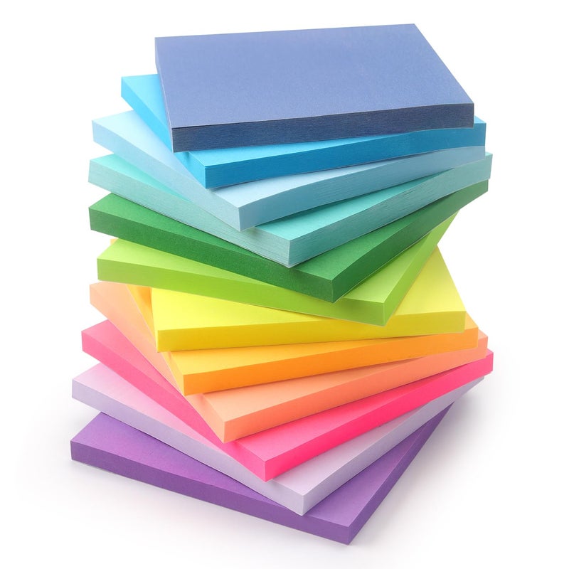 OSBOO 12 Pack Bright Colors Sticky Notes 3x3 Inch, Strong Sticky Self-Adhesive Notepads, 50 Sheets/Pad, 12 Multicolor for Office, School, and Home Organization - Image 1